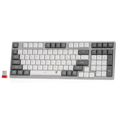Imagen de Redragon BK7114 teclado inalámbrico de perfil bajo para computadora, 98 teclas, delgado con mecanismo tijeras oficina conexión inalámbrica BT 2.4 G, pulsación táctil silenciosa,