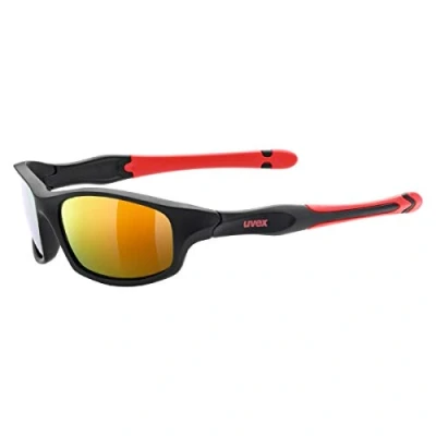 Imagen de uvex sportstyle 507, gafas de sol infantiles, espejo, incl. cinta, black matt red/red, one size