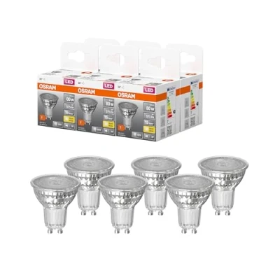 Imagen de OSRAM LED STAR PAR16, Base: GU10, no regulable, blanco cálido, 2700 K, 6,90 W, reemplazo para lámpara reflectora de 80 paquete 6