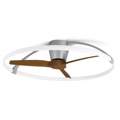 Imagen de Mantra Iluminación. Modelo NEPAL. Ventilador y plafón de techo 105 cm diámetro en color plata nogal. Fuente luz LED 75W 2700K 5000K 7200lm. 35W