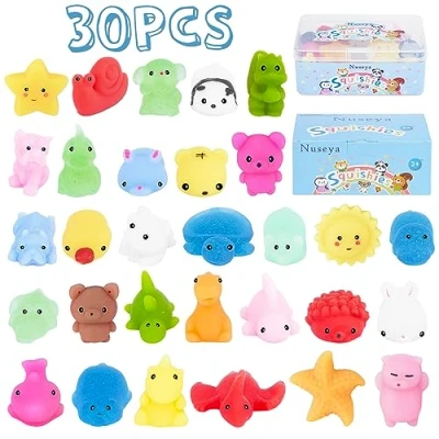 Imagen de Nuseya Mochi squishy Juego de 30 juguetes para apretar sin duplicados, Kawaii Fidget Toy regalos fiesta, Navidad, cumpleaños, regalo niños, niñas, Pascua, aula, recompensas