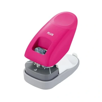 Imagen de PLUS Japan Grapadora modelo de escritorio sin grapas, encuadernar 10 páginas remachar papel, fucsia