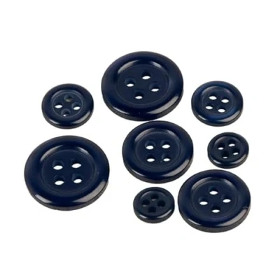 Imagen de Juego de 6 botones redondos 4 agujeros, color azul marino, tamaño 18 mm