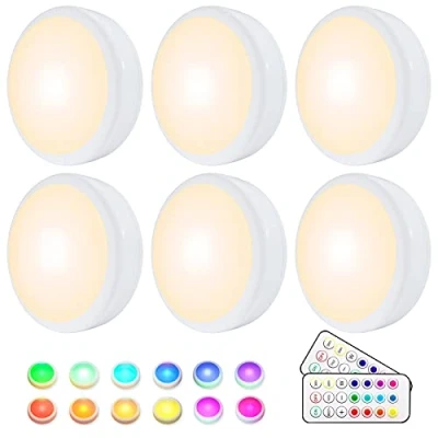 Imagen de HELPLEX Luces para Gabinetes LED, 6 Paquetes Nocturnas LED Inalámbricas con Dos Remoto, 16 Colores de Armarios Regulables,Luces que Funcionan Baterías Iluminación