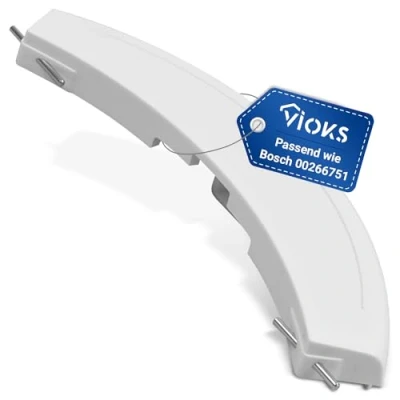 Imagen de Tirador de puerta plástico repuesto para Bosch Siemens 00266751 266751 266751, ojo buey, 200 x 47 18 mm, color blanco, con ejes lavadora
