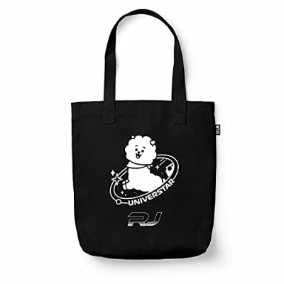 Imagen de Grupo Erik Bolso tela Tote bag Bolsa compra pegable Accesorios BT21 Producto con licencia oficial, Rj Negro, Talla única