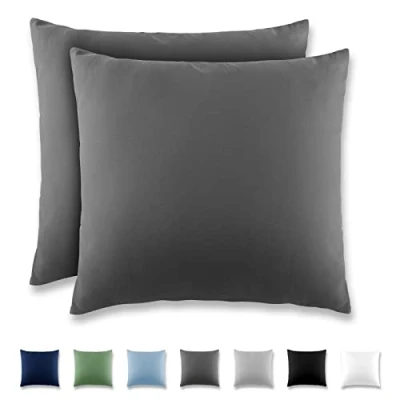 Imagen de REDKEY Funda Almohada Juego de 2 Fundas Almohadas 40x40 cm, con Solapa (sin Cremallera), Transpirable Suave Antiarrugas Microfibra Gris Oscuro
