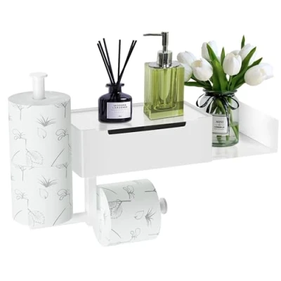 Imagen de Airminti Portarrollos Papel Higienico, Porta Rollos de Higienico con Placas extensión, Portarollos Adhesivo 2 Repuesto, Blanco