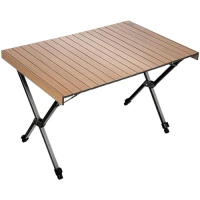 Imagen de TIMBER RIDGE Mesa Plegable Portatil Camping Altura Ajustable Enrollable de Aluminio Ligera para 4 6 Personas, Acampar, Picnic, Barbacoa, Patio, Fiesta