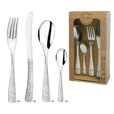 Imagen de Amefa Set 24 Cubiertos INOX Ethnic, Acero Inoxidable, Gris, 3.57 cm