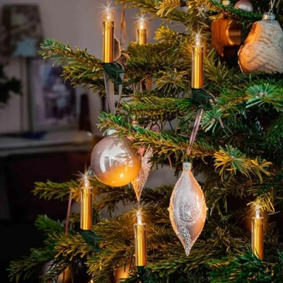 Imagen de Hellum Guirnalda de 20 luces con enchufe, blancas cálidas, cable verde y dorado, longitud total 12,5 m 2 cables 1,5 &lt; 59 lúmenes