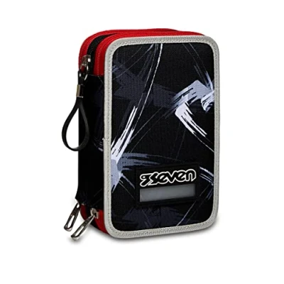 Imagen de Seven Estuche para bolígrafos, Caja artículos de papelería, rotuladores y más, niños niñas adolescentes, 3 compartimentos, XXL BOY