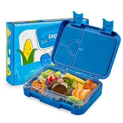 Imagen de schmatzfatz lonchera para niños con compartimentos, Bento colorida niños, sin BPA, compartimentos seccionados, a prueba de fugas, apta lavavajillas, pequeños