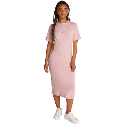 Imagen de Tommy Hilfiger Script TEE Dress Vestido informal, Mujer, Talla: Small, Foggy pink