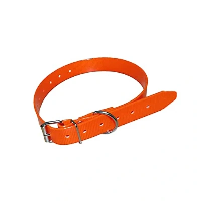 Imagen de Collar para Perro en Poliuretano, plástico facil de Lavar, Medidas Largo 65 cm., Ancho 25 mm. y Grosor 2,5 Color Naranja Alta visivilidad.