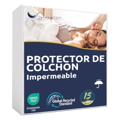 Imagen de Protector de Colchon 80x160cm Impermeable Cubre Certificado Oeko Tex® Superficie Vellón Algodón 70%, 30% poliéster Antibacteriano, Antimoho, Anti Ácaros
