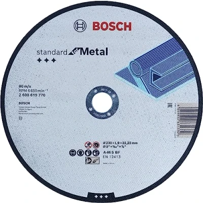 Imagen de Bosch Professional 1x Disco Standard for Metal Straight Cutting (para chapa, acero, Ø 230 x 1.9 22.23 mm, Accesorios Amoladora)