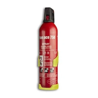 Imagen de Extintor Coche Spray Flam Ace 750ml contra incendios en casa, caravana, barco, oficina, camping, cocinas, biodegrabale sin residuos para fuegos ABF y eléctricos hasta 1.000V, rojo