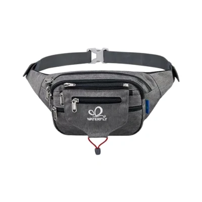 Imagen de Waterfly riñonera para hombres y mujeres, grande con Múltiples bolsillos correr, senderismo, camping, entrenamiento, ciclismo, Light Grey, M, compartimentos