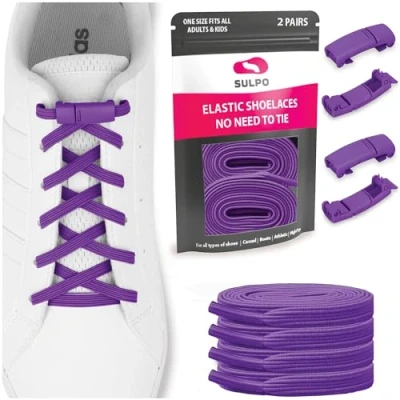 Imagen de SULPO Cordones elasticos con cierre magnético zapatillas deporte sin atar para niños y adultos ajustables nudo sneakers, converse