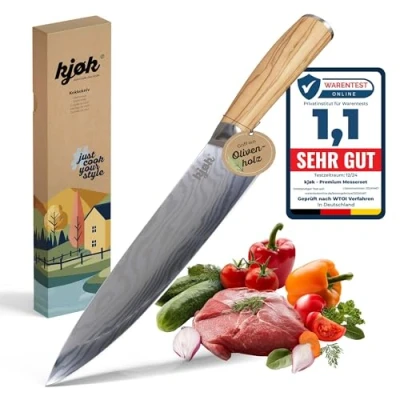 Imagen de kjøk Premium 20cm Cuchillo de Chef Estilo Japonés, Dureza 58±2 HRC Cocina muy Afilado para Carne, Verduras, etc., Chefs Profesionales y Cocineros Apasionados