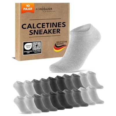Imagen de sockenkauf24 Calcetines Tobilleros Hombre Mujer 10 Pares Cortos Algodón Transpirables (Gris Antracita 43 46)