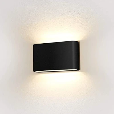 Imagen de HLFVLITE lámpara de pared LED para interior y exterior, 6 W, decorativa, resistente al agua, IP54, iluminación pared, 3000 K, blanco cálido, negro