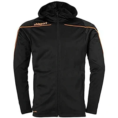 Imagen de Uhlsport Stream 22 Track Hood Jacket Chaqueta con capucha, Unisex niños, Black/Fluo Orange, 140