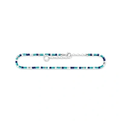 Imagen de THOMAS SABO Tobillera con piedras azules plata 925 AK0039 775 7, Eine Grösse, Metal precioso, Ágata