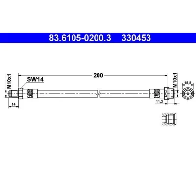 Imagen de ATE 83.6105 0200.3 Latiguillos de Freno 200 M10x1 AUDI: A4 B5 Berlina, Avant