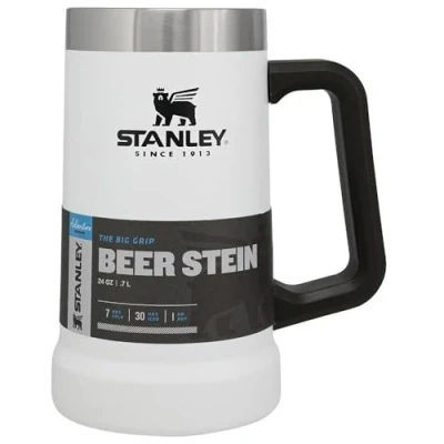 Imagen de Stanley Adventure Vacuum Stein 0.7L Termo Mantiene la Cerveza Fría 7 Horas Jarra Acero Inoxidable Vaso Termico Vintage Apta Para Lavavajillas Polar White