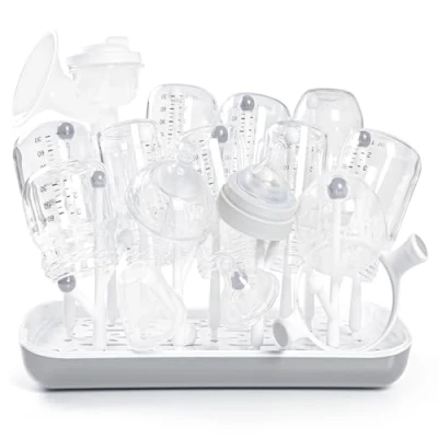 Imagen de Termichy Estante para secar biberones con Bandeja de Agua extraíble Portabotellas mostrador bebés y niños pequeños (Gris)