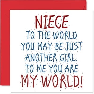 Imagen de Stuff4 Bonitas tarjetas de cumpleaños para sobrina, eres mi mundo, tarjeta feliz tía o tío, 145 mm, felicitación regalo mujeres