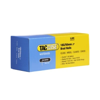 Imagen de TACWISE 0401 Clavos Brad Galvanizados de Tipo 18G / 50 mm, Metalizado, Paquete 5000, Set Piezas