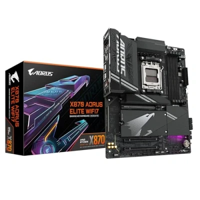 Imagen de GIGABYTE Placa Base X870 AORUS Elite WIFI7 Compatible con CPUs AMD Ryzen 9000, VRM de 16+2+2 Fases, hasta 8000MHz DDR5 (OC), 3xPCIe 5.0, Wi Fi 7, LAN 2.5GbE, USB 4