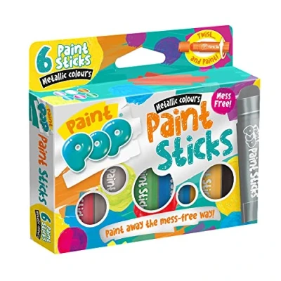 Imagen de CRAZY POP lápices multisuperficies, ideales para colorear, decorar y personalizar Secado rápido No manchar Fácil de limpiar Juego 6 metálicos