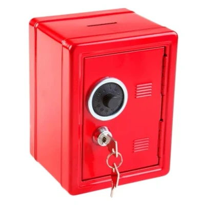 Imagen de Idena 50035 Caja fuerte de ahorro, 120 x 100 160 mm, roja, con llave y cerradura mecánica combinación