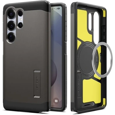 Imagen de Spigen Funda Tough Armor(AI) MagFit Compatible con Samsung Galaxy S25 Ultra 5G Bronce Gris