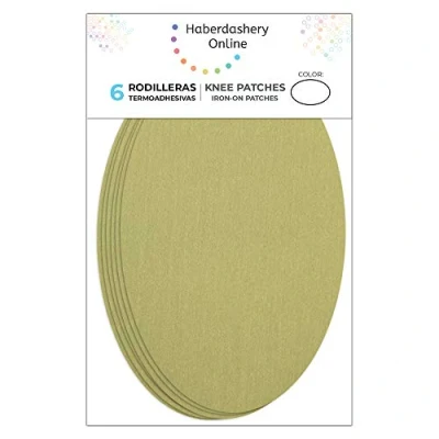 Imagen de 6 rodilleras color Beige oscuro termoadhesivas de plancha. Coderas para proteger tu ropa y reparación pantalones, chaquetas, jerseys, camisas. 16 x 10 cm. RP17