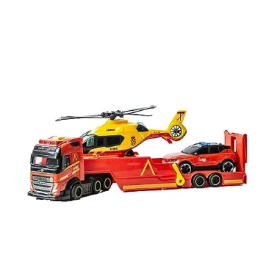 Imagen de Dickie Toys Camión Rescate de la UME 40cm, Juguete, Luz y Sonido, Remolque Rampa Lanzamiento, Helicóptero Coche, Juguete Niños Niñas a Partir 3 Años (203717005SI5)