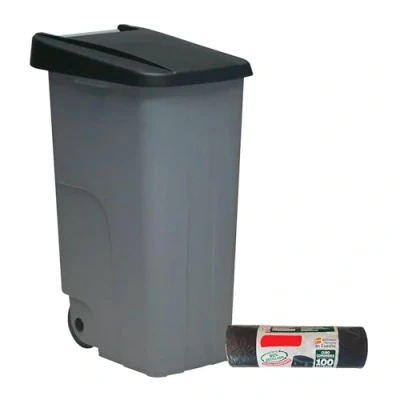 Imagen de Denox DEN029 Contenedor Reciclo 85 litros Cerrado, Negro, 420x570x760 mm