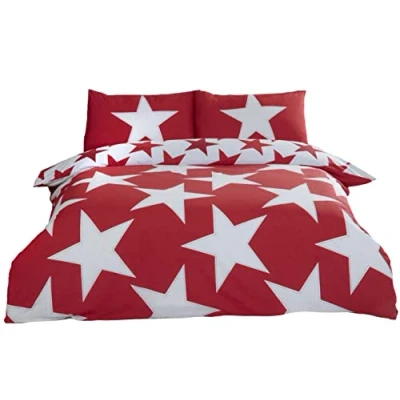Imagen de Rapport Stars Juego de Funda edredón Reversible, polialgodón, Color Rojo