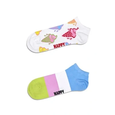 Imagen de Happy Socks pack de 2 calcetines tobilleros a rayas, divertidos invisibles algodón estampados con helados
