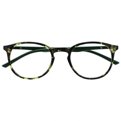 Imagen de OPULIZE Met Gafas de Lectura Montura Redonda Verde Carey Resistente a Arañazos Bisagras Muelle Ordenador Gaming Antirreflejante Hombre Mujer R60 6 +3.50