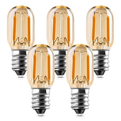 Imagen de Genixgreen Bombilla E14 Led Blanco Cálido 1W T22 Tubos Vintage Luz de Noche Nevera Sustituye 10 W Equivalente Incandescente, 2200K No Regulable, Pack 5