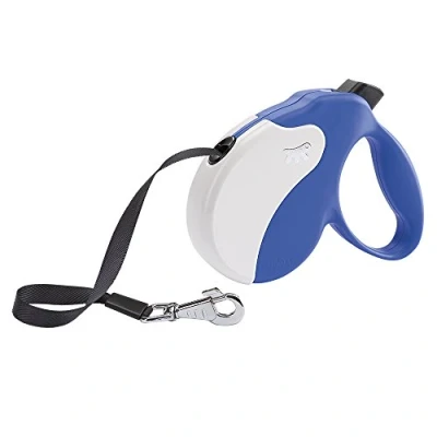 Imagen de Ferplast Correa Perro Extensible Amigo Large, Grandes de hasta 50 Kg. máx 5 m. Botón único Bloqueo y liberación, Azul, Cubierta Blanca