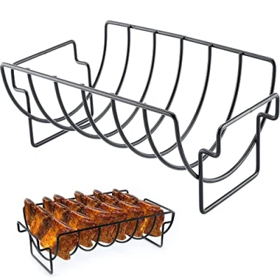 Imagen de WDDP Parrilla para Costillas, Soporte Costillas Barbacoa,Costillas Rejilla Barbacoa,Soporte Barbacoa Grill,Soporte BBQ,para Asar Bistecs, Pollo Asado