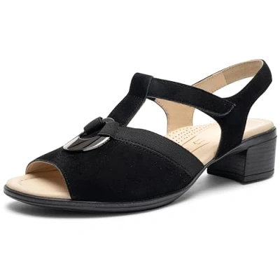 Imagen de ARA Lugano, Sandalia con talón Mujer, Negro, 38.5 EU Ancho