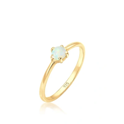 Imagen de Elli Anillos Mujeres Banda Básico Geo con Ópalo Sintético en Plata de Ley 925