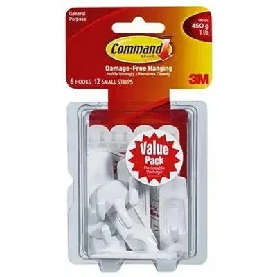 Imagen de Command 17002 VP 6PK 17002VP Juego de 6 Ganchos pequeños, Blanco, Small hooks
